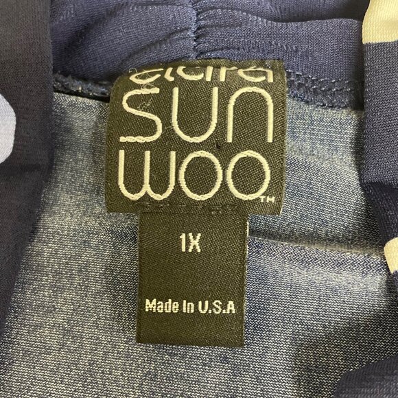 Clara Sun Woo Abstract Dot Stretch Liquid Knit Top Sz 1X Artsy Art to Wear - Picture 6 of 7